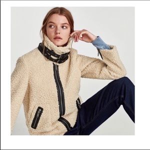 NWOT Zara Sherpa Biker Jacket